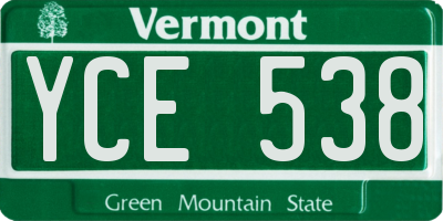 VT license plate YCE538