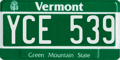 VT license plate YCE539