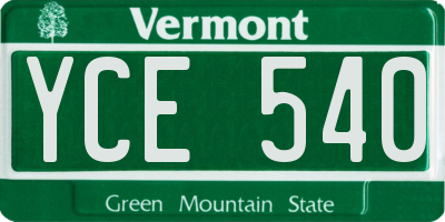 VT license plate YCE540