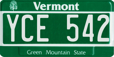 VT license plate YCE542