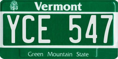 VT license plate YCE547