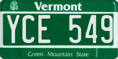 VT license plate YCE549