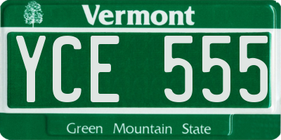 VT license plate YCE555