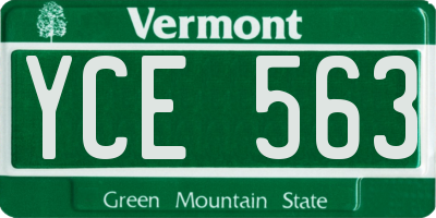 VT license plate YCE563