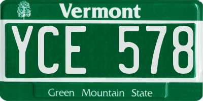 VT license plate YCE578