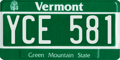 VT license plate YCE581