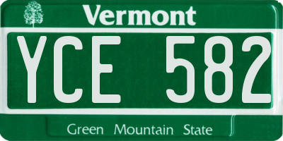 VT license plate YCE582