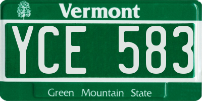 VT license plate YCE583