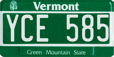 VT license plate YCE585