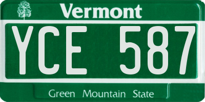 VT license plate YCE587