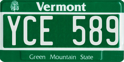 VT license plate YCE589