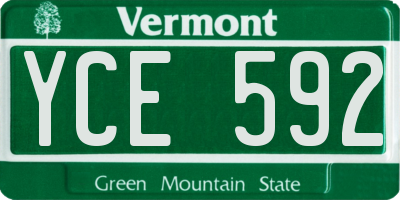 VT license plate YCE592