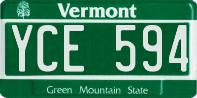 VT license plate YCE594