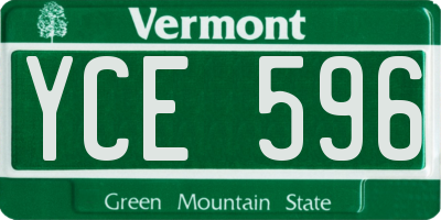 VT license plate YCE596