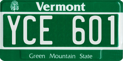 VT license plate YCE601