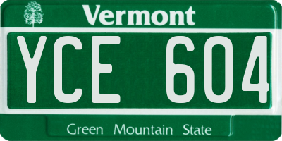 VT license plate YCE604