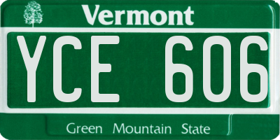 VT license plate YCE606