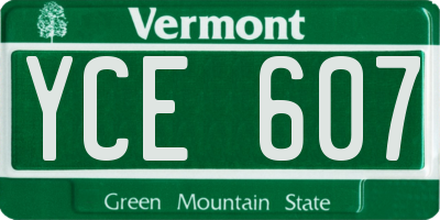 VT license plate YCE607