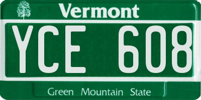 VT license plate YCE608