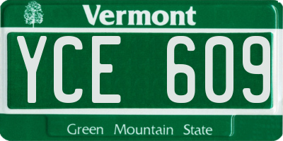VT license plate YCE609