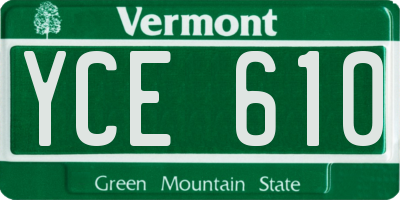 VT license plate YCE610
