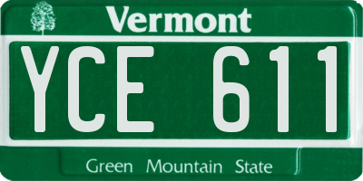VT license plate YCE611
