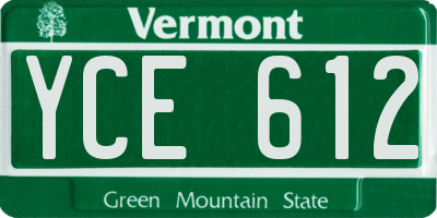 VT license plate YCE612