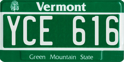 VT license plate YCE616