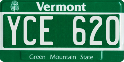 VT license plate YCE620