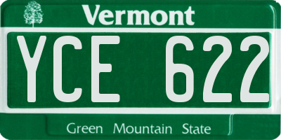 VT license plate YCE622