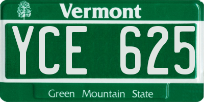 VT license plate YCE625