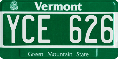 VT license plate YCE626