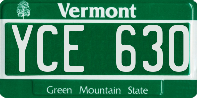 VT license plate YCE630