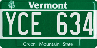 VT license plate YCE634