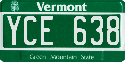 VT license plate YCE638