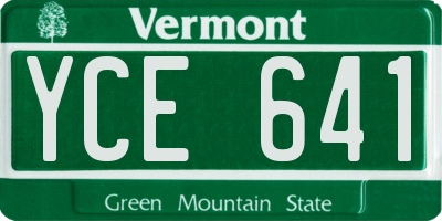VT license plate YCE641