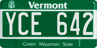 VT license plate YCE642