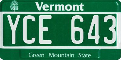 VT license plate YCE643