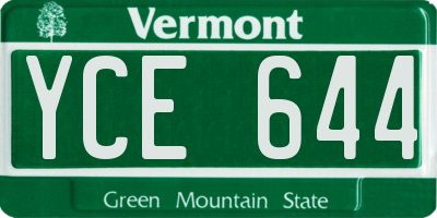 VT license plate YCE644