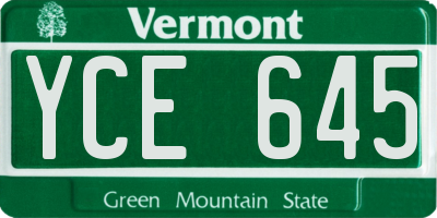 VT license plate YCE645