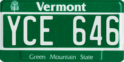 VT license plate YCE646