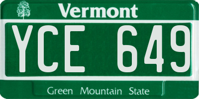VT license plate YCE649