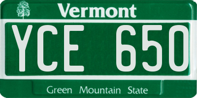VT license plate YCE650