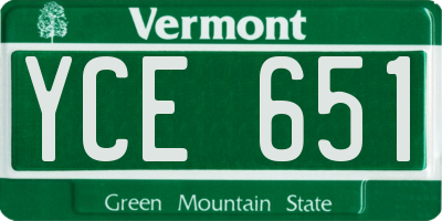 VT license plate YCE651