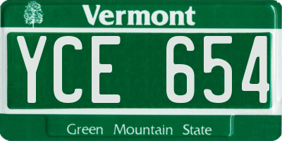 VT license plate YCE654