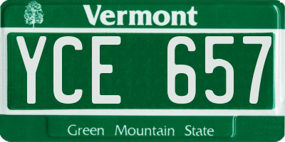 VT license plate YCE657