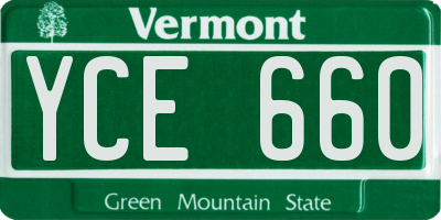 VT license plate YCE660