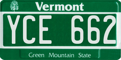 VT license plate YCE662