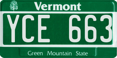 VT license plate YCE663