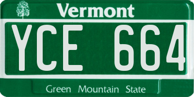 VT license plate YCE664